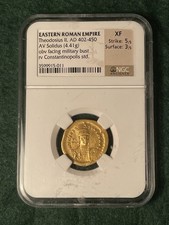 Eastern Roman Empire.Theodosius II.AD 402 -405 AV Solids (4.41g).