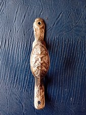 Ornate Door/Cupboard Handle Brass look Lion's Head carving 2 screw holes 13 cm