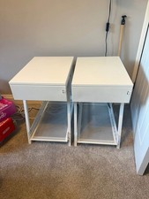 2x IKEA TROTTEN White Metal Storage Unit/Bed Side Table with Drawer