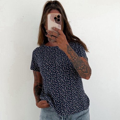 Ladies navy spotty - spotty, t-shirt