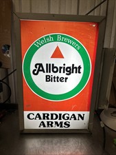 Cardigan Arms Albright Bitter Vintage Pub 2 Sided Lit Lighted Sign Working Welsh