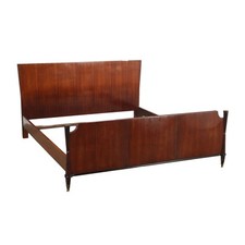Vintage Double Bed Exotic Wood Veneer Design Italy 1950s-1960s Original