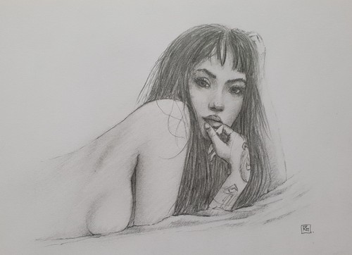 Nude drawing original fine art - drawing,