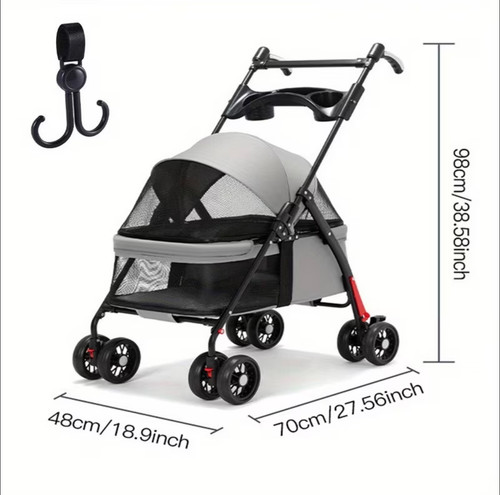 Portable dog cat pet stroller - cat,