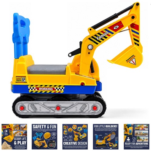 Kids ride push along - along, digger
