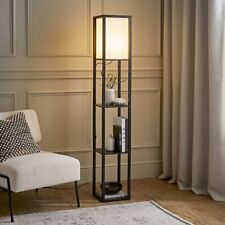 Standard Floor Lamp with Shelf Storage Wooden Standing Living Room Tall Light