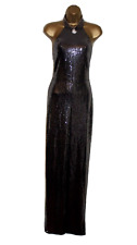 Lipsy Black Silver Maxi Dress 10 Party Wedding Occasion Side Slit Xmas Evening
