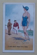 1 Old Postcard titled I will show them I'm a lady by Donald McGill.