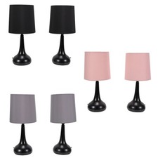Pair Of Teardrop Touch Table Lamps Bedside Reading Lights Living Room Lamp Shade