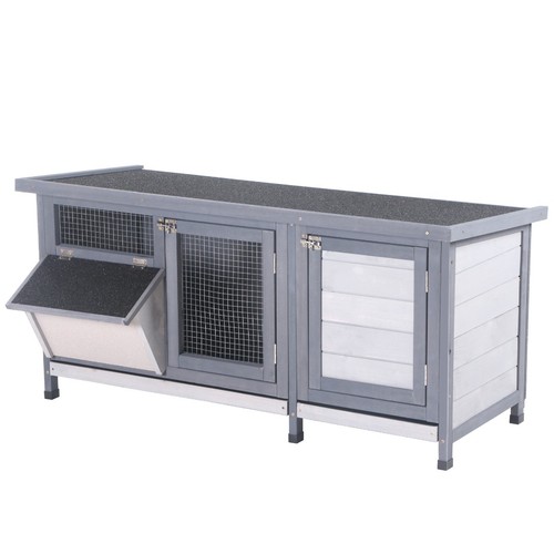 44in wooden rabbit hutch - wooden,