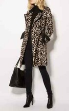 Elegant Karen Millen leopard print faux fur coat,size 6, rrp £375, worn once