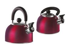 Gas Hob Whistling Kettle 1.6L Folding Handle Red Caravan Motorhome Camping