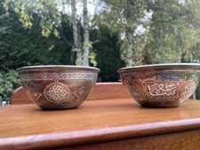 Pair Antique Cairo Ware Bowls