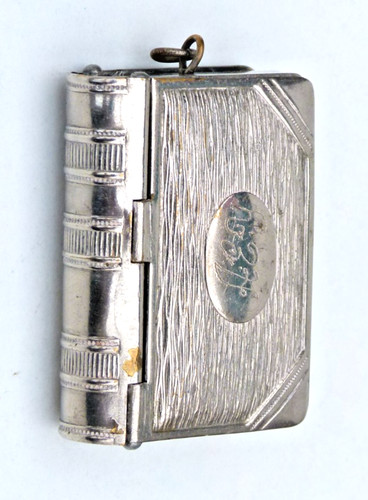 Figural book antique - antique, nickel