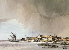 View on Swale Isle of Sheppey Kent Rowland Hilder print in 11x14 inch mount *