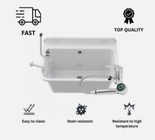 Sink Basin Laundry Utility Workshop Garage Washbasin Commercial White + Tap UK