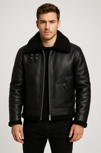 Men black shearling - black,