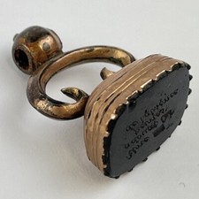 Antique Georgian Rose Gold Plated Watch Fob French Verse 27mm X 15mm 3.4g