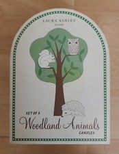 Laura Ashley Candles Woodland Animals Squirrel Owl Hedgehog - Boxed Set of 3