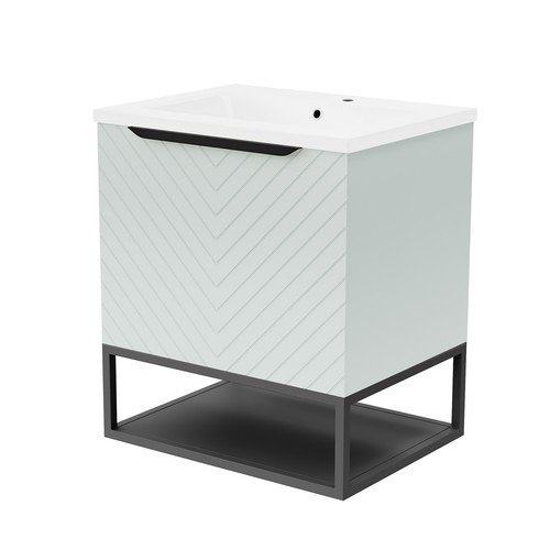 600mm wall hung green drawers - hung,