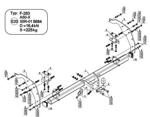 Flange neck tow bar - neck, for