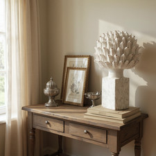 Flower on a Base Garden Ornament Resin Art Sculpture Figurine Stone Look 34cm