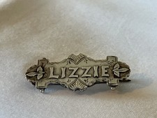 Victorian Silver Name Brooch lizzie hallmark for Birmingham 1893 4g