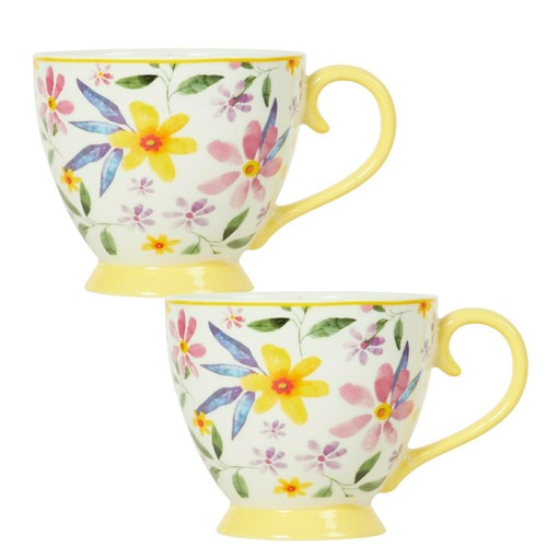 Bone china yellow - 2, floral