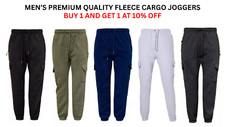 Mens Cargo Jogging Bottoms Sweatpants Fleece Cuffed Tracksuit Joggers S-3XL 2201