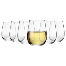 6x LAV Gaia Stemless White Wine Glasses Small Glass Red Drinking Gift Set 360ml