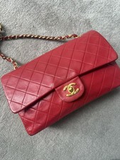 CHANEL Medium Classic Flap Shoulder Bag Red Leather