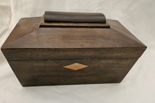 Antique Tea Caddy In Maghagony Wood 9.5 In 