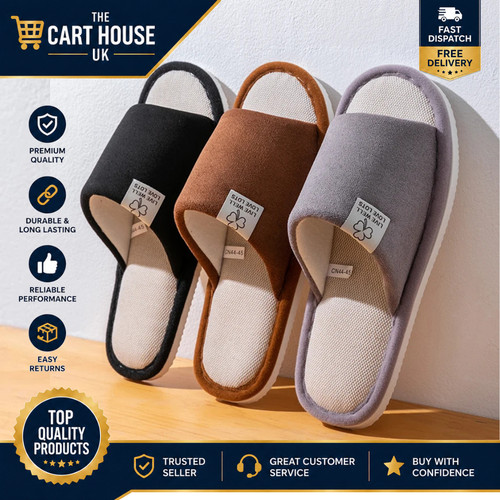 Linen open toe slippers - linen,