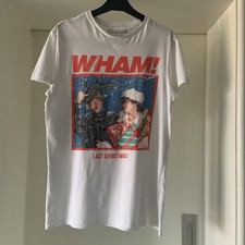 Unisex Wham Last Christmas Logo White Short Sleeve Festive T. Shirt Size Small