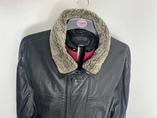 VINTAGE MULBERRY BLACK LEATHER FUR COLLAR MID LENGTH PILOT JACKET/COAT XL 42 VGC