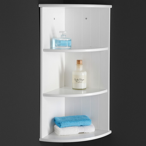 White bathroom corner shelf - white, 3