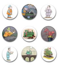 1" 25mm  BUTTON BADGES x9 IVOR THE ENGINE