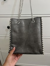 Zara Grey/Metallic Studded Shoulder Bag
