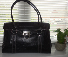 Vintage Charlotte Reid Black Croc Pattern Large Shoulder Bag