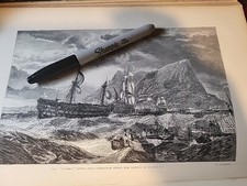 1882 Print HMS Victory Gibraltar Battle Of Trafalgar Nelson
