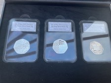 King Charles III Inaugural Year Sterling Silver 50p Trio