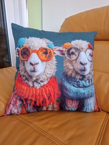 Quirky sheep print cushion - quirky,