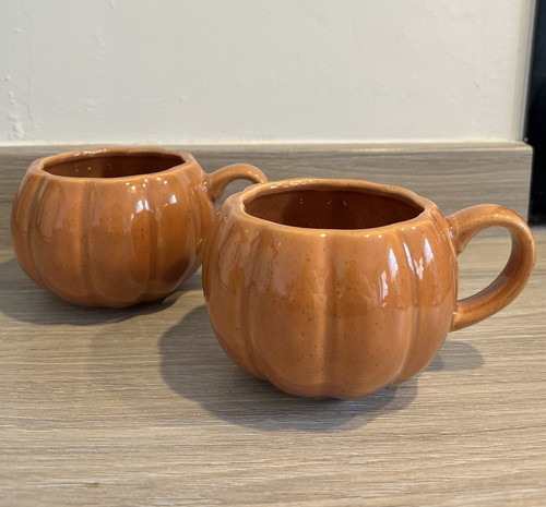 Dunelm pumpkin stoneware mugs - pumpkin,