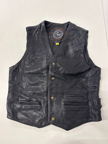 Vintage leather waistcoat - , 42"