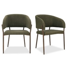 Dining Chairs Set, Green Upholstered Kitchen Chairs, Vonhaus