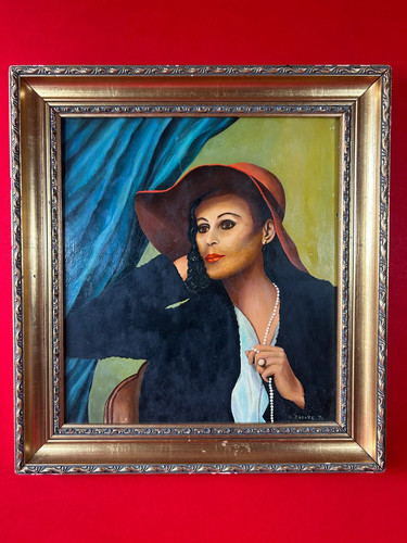 Framed original oil portrait - framed,