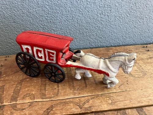Antique cast iron horse drawn - iron,