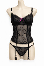 Ladies Sheer Black Embroidered