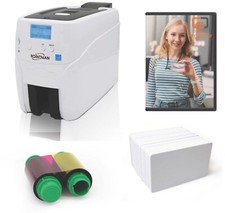 Plastic ID card printer bundle Pointman N15 single sided, software ribbon cards
