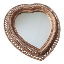 Wicker Mirror Heart Shape Wall